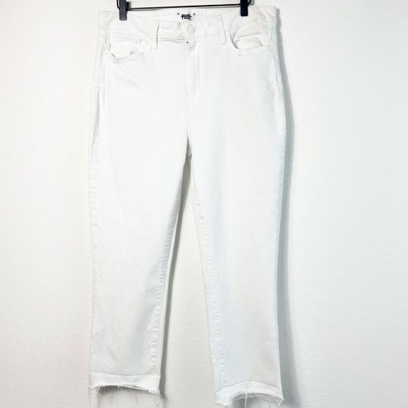 PAIGE WHITE WOMEN CINDY CROP DISTRESSED JEANS SIZE 32 - Picture 1 of 6